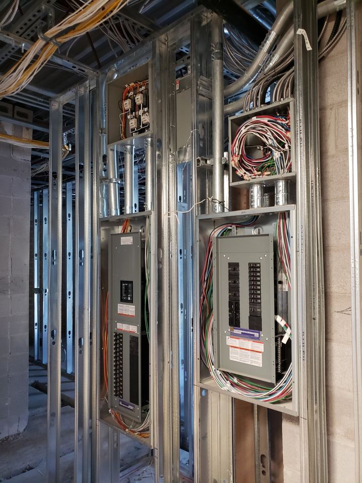 New panel and wiring in steel-stud framing